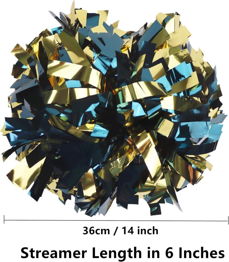 GUIFIER 2 Pack 6 Inches Metallic Cheerleading Pom Poms, Cheer Pom Pom with Baton Handle, Pompoms Cheerleader for Kids Girls Cheering Squad - Image 2